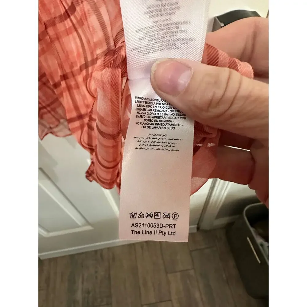 Acler Preston Mini Dress Flowy Pleated Silhouette Plaid Print Orange Size 4 - Picture 7 of 8